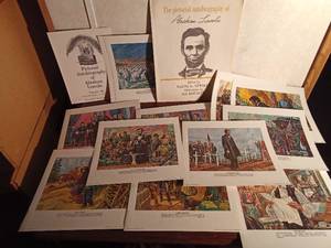 lot 166 image: 1962 pictorial autobiography of Abraham Lincoln folder by Morrell original calendar series