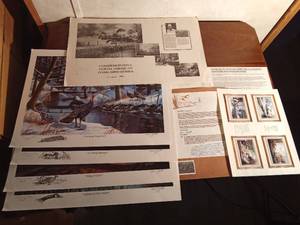 lot 168 image: Ken Zylla Commemorative North American Game Bird Series of signed prints and a block of 4 collector stamps of Zyllas prints - Collection No. 0114