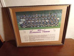 lot 13 image: Framed poster of Minnesota Vikings 1973 Team