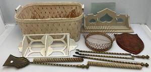 lot 99 image: Vintage Large Basket, Wooden Shelves And More