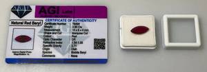 lot 108 image: AGI Labs Natural Red Beryl 3.90 Ct. Marquise Cut (With Card)