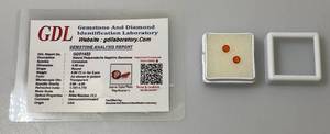 lot 115 image: GDL Labs Natural Padparadscha Sapphire Gemstone Round .90 Ct. - For Two Pieces (With Card)