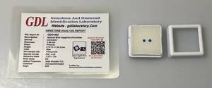 lot 117 image: GDL Labs Natural Blue Sapphire Gemstone Princess Cut  .10 Ct. - For Two Pieces (With Card)