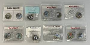 lot 7 image: Collectible Enameled Kennedy Half Dollars War Related  Uncirculated