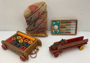 lot 40 image: Misc. Primitive Wooden Toys And Blocks