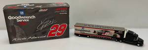 lot 211 image: Vintage Collectible Action Brand 164 Scale NASCAR Die-Cast #29 KEVIN HARVICK Car Hauler (New Old Stock)