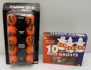 lot 235 image: Misc. Vintage Halloween Light Sets Including Boo Ghost And More (New Old Stock)