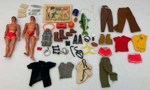lot 239 image: Vintage 1971 Big Jim Action Figures And Accessories (One Has bad Leg)