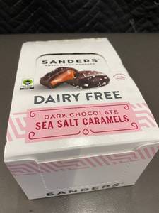 lot 201 image: Trol - Sanders 31219 Dairy Free Dark Chocolate Sea Salt Caramels - 1.5 oz Each, 8 Packs Per Display