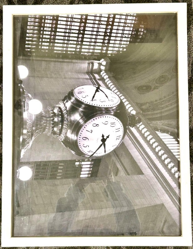 lot 268 image: Grand Central Station Clock Photograph  Black & White Print with Ornate Pedestal