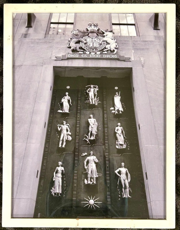 lot 271 image: Door Panel - Royal Arms Crest with Classical Figures & Sun Emblem