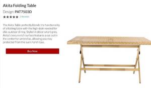 lot 1005 image: Safavieh Akita PAT7503D Folding Outdoor Rectangle Patio Table
