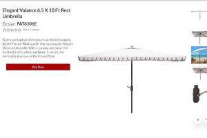 lot 1009 image: Safavieh PAT8306E - Elegant Valance 6.5 x 10 ft Rect Umbrella