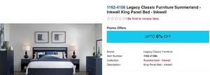 lot 1011 image: Legacy Classic Furniture 1162-4106 Summerland Inkwell California King Panel Bed - Inkwell