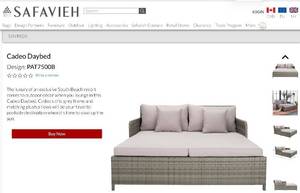 lot 1013 image: Safavieh Cadeo Daybed PAT7500B - Outdoor Wicker Daybed with Cushions for Patio & Pool