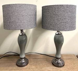 lot 4 image: Gray Table Lamps (Lot of 2)