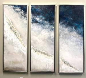 lot 7 image: Abstract Seascape Triptych - 3-Panel Framed Canvas Artwork
