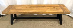 lot 47 image: Wood Coffee Table - Rustic Industrial with Black Metal Base