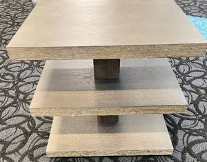 lot 70 image: Stacked Platform Coffee End Table - Oak Veneer Central Column