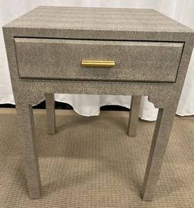 lot 97 image: Sterling Industries End Table 3169-026S - Textured Silver Finish, 1 Drawer, Gold Pull