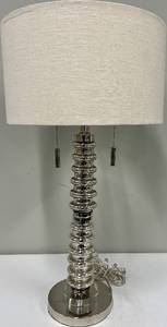 lot 123 image: Table Lamp - Chrome Mercury Glass Column with Drum Shade