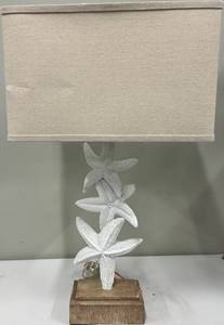 lot 128 image: Coastal Starfish Table Lamp & Beige Linen Shade #2