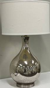lot 138 image: Mercury Glass Teardrop Table Lamp & White Drum Shade