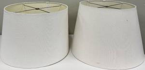 lot 171 image: Lampshades Pair - White Fabric, Beige Interior, Spider Fitter