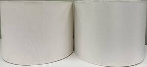 lot 173 image: White Fabric Drum Lampshades Pair - Spider Fittings