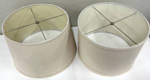lot 175 image: Pair of Beige Fabric Drum Lamps