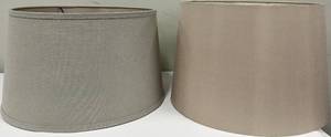 lot 179 image: Fabric Drum Lampshades - Grey & Taupe, Spider Fitter