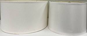 lot 181 image: White Drum Lamp Shades Pair - Large & Medium