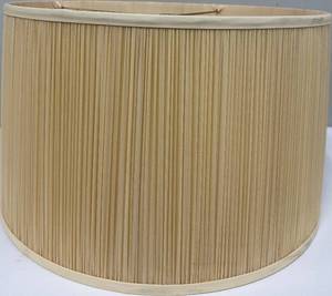 lot 186 image: Tan Pleated Drum Lampshade - Beige Fabric, Cylindrical