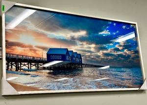 lot 297 image: Framed Seascape Painting - Abstract Ocean Wave, 24 x 41 in