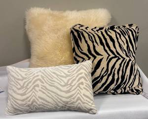lot 310 image: Zebra Print & Faux Fur Accent Pillows