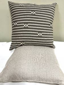 lot 321 image: DV KAP HOME Throw Pillow - Gray Stripe Geometric Pattern