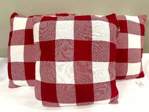 lot 336 image: Red Buffalo Check Throw Pillows - Set of 3