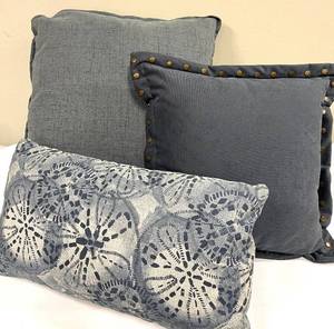 lot 338 image: Blue Gray Decorative Pillows (Lot of 3)