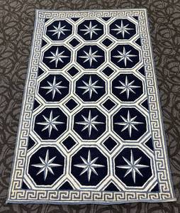 lot 528 image: Capel Compass Rug - Navy & Ivory Compass Rose Pattern