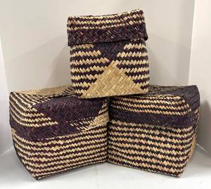 lot 615 image: Trio of Woven Storage Baskets