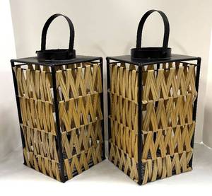lot 623 image: Pair of Woven Lantern Candle Holders
