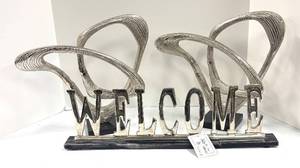 lot 628 image: Two Abstract Metal Sculptures and Welcome Sign