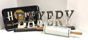 lot 643 image: Bakery Sign, Home Sign and Rolling Pin