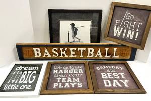 lot 656 image: Basketball Wall Art - 6-Piece Framed Sign Set