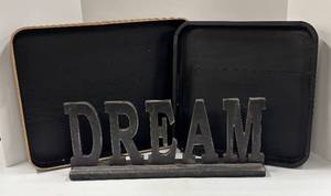 lot 676 image: Two Black Trays & Dream Sign