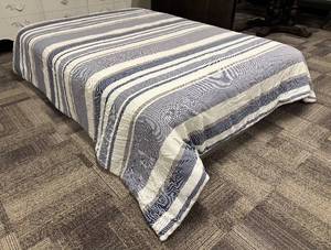 lot 400 image: Hotel Collection Queen Comforter - Striped Blue & White Pattern