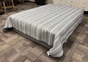 lot 475 image: Nautica Queen Comforter Stripe Pattern - Gray, Blue & White Stripes