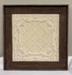 lot 702 image: Framed Romeo Tin Decor with Ivory Finish