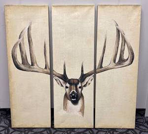 lot 708 image: Deer Triptych - 3-Panel Canvas Wall Art