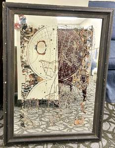 lot 721 image: Framed Celestial Star Map Wall Art - Vintage Astronomy Chart with Ornate Border